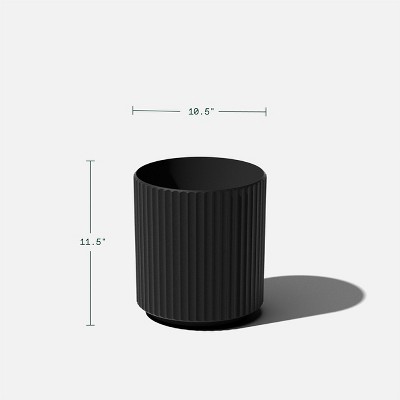 Demi Series 12" Black Plastic-Stone Round Planter