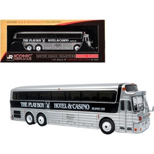 1969 Eagle Model 05 Coach Bus "The Playboy Hotel & Casino" Silver and Black 1/87 (HO) Diecast Model by Iconic Replicas - 1 of 4