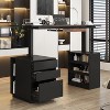 FUFU&GAGA Black Height - adjustable Desk: Ergonomic Adjustment, Ample Storage, Modern Style - 3 of 4