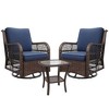 COZONY 3-Piece Outdoor Wicker Swivel Glider Chairs Set with 4" Thick Cushions & Coffee Table, Patio Bistro Set for Porch, Balcony, Deck, Garden - 3 of 4