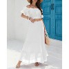 Women's Chiffon Boho Maxi Skirt - High Waist Tiered Pleated Floral A-Line Long Skirt White - 2 of 4