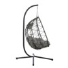 VisioGear Patio Egg Chairs with Stand, Wicker Egg Chair with Thick Cushion&Headrest Hammock Chair for Living Room Balcony, Dark Gray, - 4 of 4