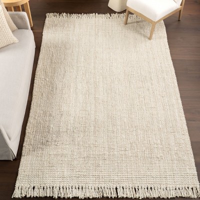Handmade Off-White Braided Jute Square Area Rug, 6' x 6'