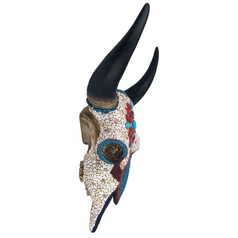 Design Toscano Mystic Plains Warrior Faux Gem Encrusted Cow Skull Wall Sculpture, 4 of 8