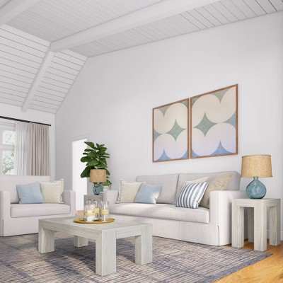 White Sand Wirebrush Solid Pine Rectangular Coffee Table, 48"