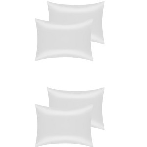 Unique Bargains Standard Breathable Satin Solid Envelope Closure Pillowcase 4 Pcs - 1 of 4