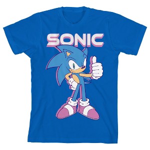 Sonic the Hedgehog Thumbs Up Youth Girl Royal Blue Short Sleeve Tee - 1 of 3