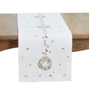 Saro Lifestyle Embroidered Wreath Table Runner - 1 of 3