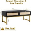 46-Inch Mid-Century Modern Coffee Table with 2 Rattan Drawers, Wood Top & Sturdy Metal Frame, Accent Center Table for Living Room or Meeting Room - 2 of 4
