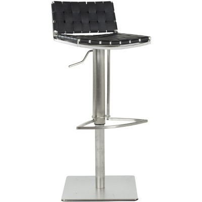 Mitchell Transitional Black Leather Adjustable Swivel Barstool