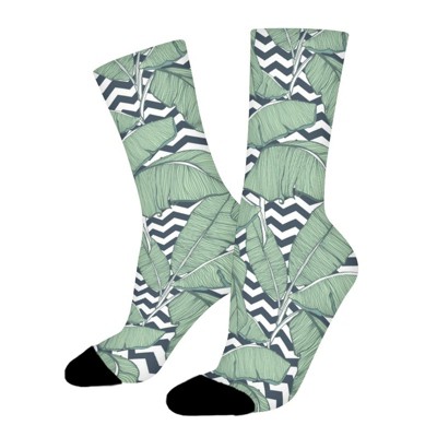 Tropical Palm Leaves Women Printed Crew Socks Funny Funky Socks Soft Polyester Novelty Gifts for Artists Men
