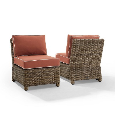 Bradenton 2pk Outdoor Wicker Chairs - Weathered Brown/Sangria - Crosley