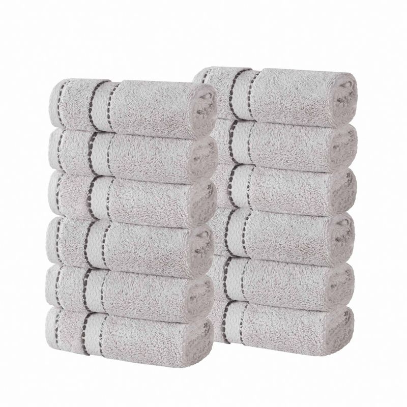 Cotton Heavyweight Ultra-Plush Luxury Face Towel Washcloth Set of 12 by Blue Nile Mills, 1 of 9