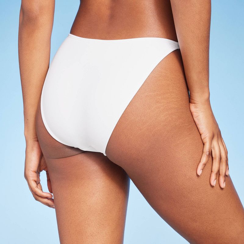Women's High Leg Cheeky Side Tab Bikini Bottom - Wild Fable™ White, 3 of 7