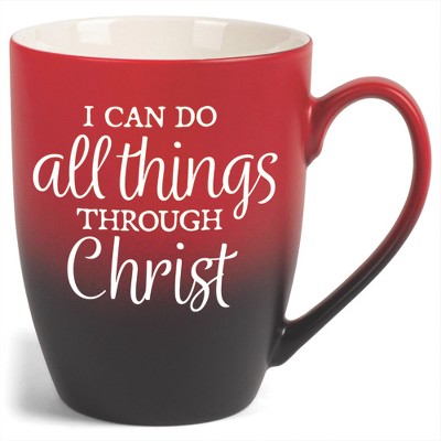 Elanze Designs Can Do All Things Through Christ Two Toned Ombre Matte Red and Black 12 ounce Ceramic Stoneware Coffee Cup Mug