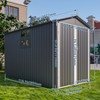 GDFStudio Saxon Motorcycle Outdoor Steel Storage Shed with Window and Tracks - 3 of 4