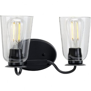 Progress Lighting Durrell 2-Light Bath Light, Matte Black, Clear Glass Shades - 1 of 2