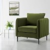Vynxaria Mid-Century Modern Accent Chair - Velvet Comfy Single Sofa Armchair, 1 Pillow, Metal Legs, for Living Room/Bedroom/Office Reading - 2 of 4