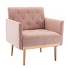 LOVMOR Modern Accent Chair w/Rose Golden feet & Upholstered,leisure single sofa for Living Room Bedroom Office - 4 of 4