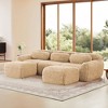 114.6 inch Brown U-shaped Boneless Sectional Sofa with Throw Pillows and 2 Ottomans 32D High Density Sponge for Living Rooms - 2 of 4