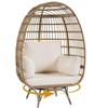 Oversize 360Swivel Egg Chair Patio Rattan Egg Basket Lounge Chair, Steel Frame Stand and 4 Cushions for Patio, Porch,Living Room - 2 of 4