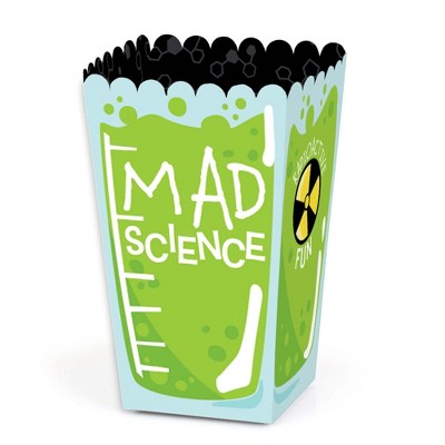 Big Dot of Happiness Scientist Lab - Mad Science Baby Shower or Birthday Party Favor Popcorn Treat Boxes - Set of 12