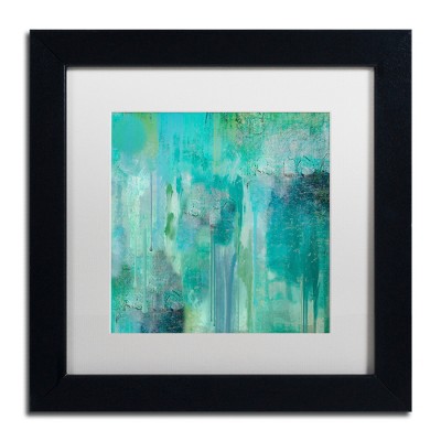 Aqua Circumstance II Abstract Canvas Print with Black Frame