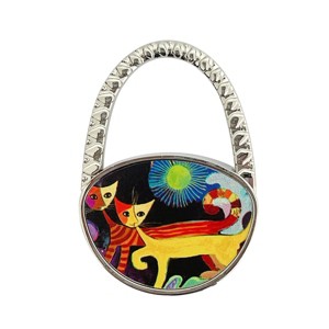 Wrapables Stylish Purse Hook Hanger, Foldable Handbag Table Hanger, Cats Playing - 1 of 4