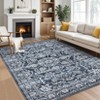 Vintage Machine Washable Area Rug for Living Room Kitchen Non Slip Non Shedding Distressed Floral Printed Carpet - 3 of 4
