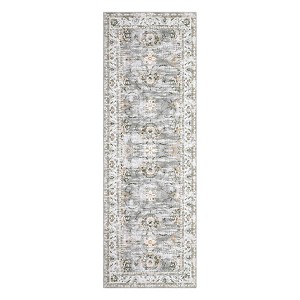 Foldable Chenille Persian Flower Rug, Ultra-Soft, Kid & Pet Friendly, Durable Edges, Easy to Clean and Portable - 1 of 4