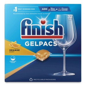 FINISH Dish Detergent Gelpacs, Orange Scent, 32/Box - 1 of 4