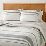 Herringbone Stripe Comforter & Sham Set Sour Cream/Railroad Gray  