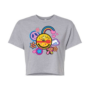 Women's - Peanuts - Woodstock Peace And Love Flair Cropped Graphic T-Shirt - 1 of 4