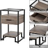 GustoWave 2PCS Nightstands with Storage Drawer, 3-Tier Shelving, Tempered Glass Top for Bedroom, Dorm - Black and Rustic Brown - 4 of 4