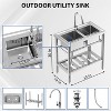 Stainless Steel Utility Sink, Freestanding Double Bowl, Commercial Sinks Kitchen Sink for Restaurant Laundry Room Bathroom Garage Garden - 2 of 4