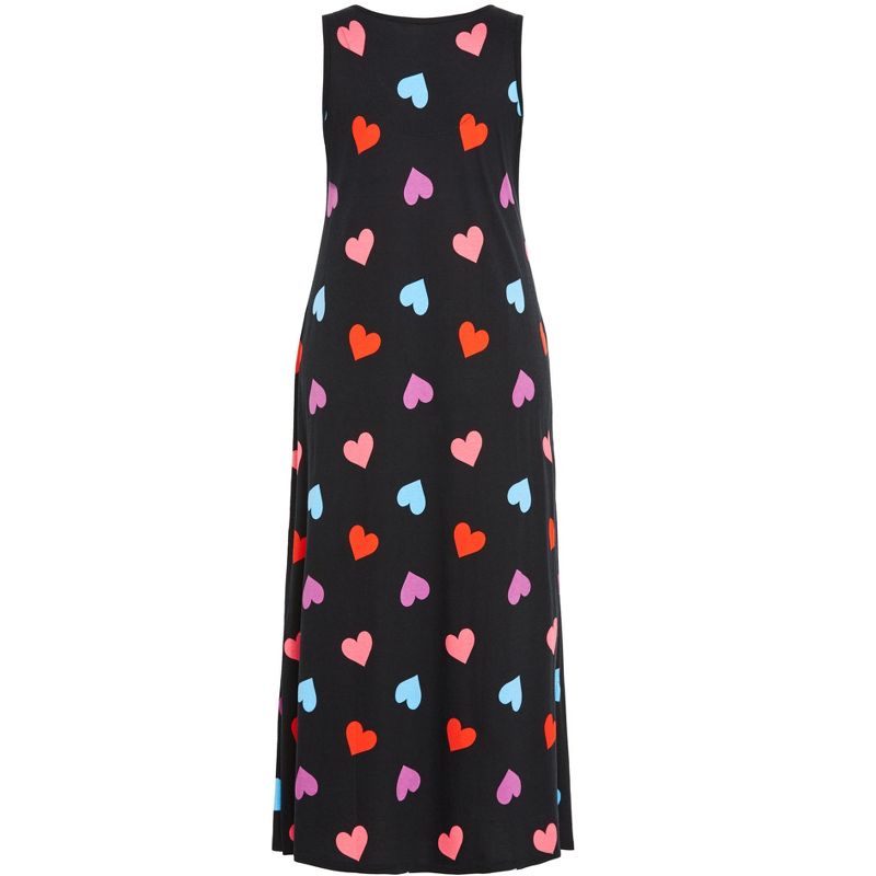 Women's Plus Size Sleep Heart Maxi Dress - Black | AVENUE, 4 of 5