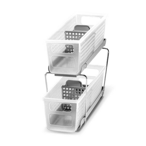 Solid Mini 2 Tier Utility Storage Bin Organizers Gray Made Smart