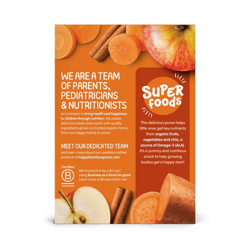 HappyTot Super Foods Organic Apples Sweet Potato Carrots & Cinnamon with Super Chia Baby Food Pouch - (Select Count), 4 of 6