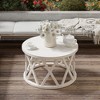 JIONJOY X-Leg Round Coffee Table with Distressed Wood Top - White - 2 of 4