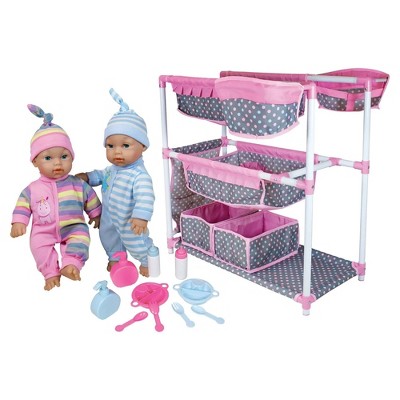 Lissi: Baby Care Center for Twins with 2 Toy Baby Dolls & Feeding Accessories