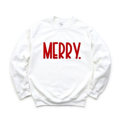 Simply Sage Market Women's Graphic Sweatshirt Merry Bold Word Puff Print