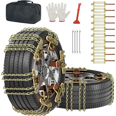 Docred Upgraded Snow Chains 8/10 Pack, Tire Chains for Cars/SUVs/Pickup Trucks, Emergency Anti Slip Tire Traction Chains for Tire Width