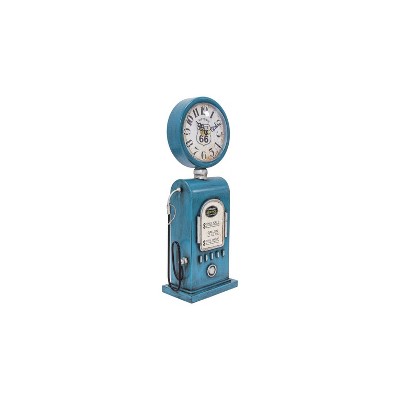 Route 66 Blue Vintage Gas Pump Table Clock