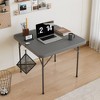 VECELO Folding Card Table with Mesh Bag, Portable Heavy Duty Tabletop with Handle & Leg Lock for Camping or Picnic, Black/White/Gray - 2 of 4