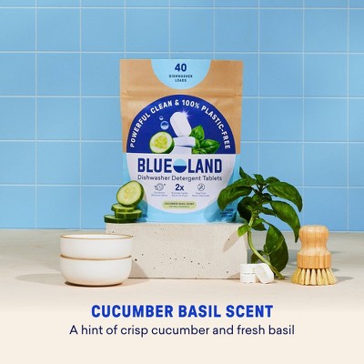 Blueland Cucumber Basil Dishwasher Detergent Tablets - 40ct: Hypoallergenic, Vegan, Resealable Bag