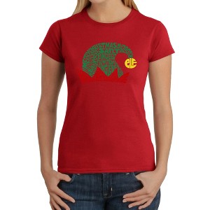 LA Pop Art Christmas Elf Hat - Women's Word Art T-Shirt - 1 of 4