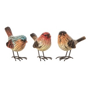 Transpac Large Resin Colorful Woodgrain Bird Set of 3 Spring Home Decorations - 1 of 1