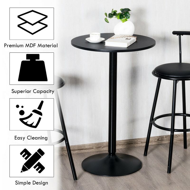 Costway Set of 2 Round Pub Table 24" Bistro Bar Height Cocktail Table w/Metal Base Black, 4 of 11