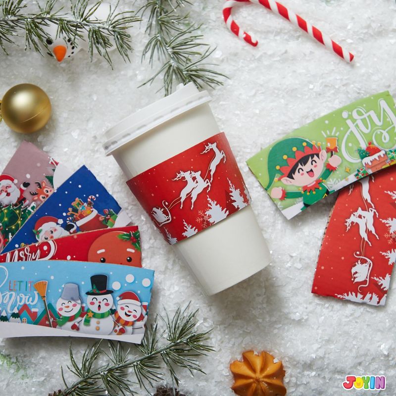JOYIN 36 PCS Christmas Coffee Cup Sleeves, 6 Designs Disposable Xmas Tea Cup, 5 of 7