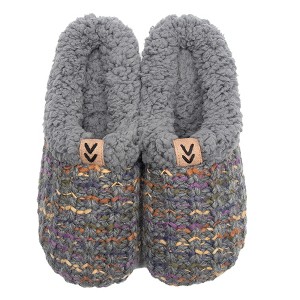Roxoni Women's Tight-Knit Clog Slippers with Fleece Trim, Cushioned Insole & Non-Slip Sole - 1 of 4